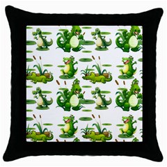 Crocodiles In The Pond Throw Pillow Case (black) by Bigfootshirtshop