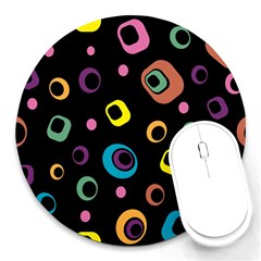 Abstract Background Retro 60s 70s Round Mousepads by Celenk