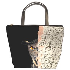 Owl Hiding Peeking Peeping Peek Bucket Bags by Celenk