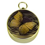 Butterfly Insect Wave Concentric Gold Compasses Front