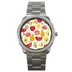 Happy Fruits Pattern Sport Metal Watch by Bigfootshirtshop