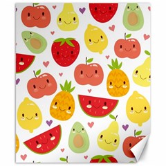 Happy Fruits Pattern Canvas 8  X 10  by Bigfootshirtshop