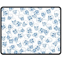 A Lot Of Skulls Blue Double Sided Fleece Blanket (medium)  by jumpercat