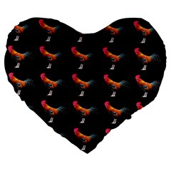 Background Pattern Chicken Fowl Large 19  Premium Heart Shape Cushions by BangZart