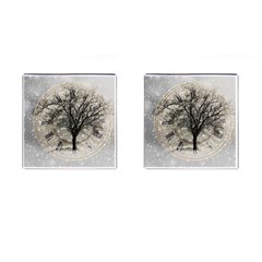 Snow Snowfall New Year S Day Cufflinks (square) by BangZart