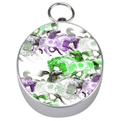 Horse Horses Animal World Green Silver Compasses by BangZart