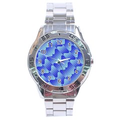 Gradient Blue Pinstripes Lines Stainless Steel Analogue Watch by BangZart