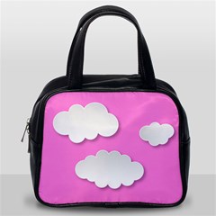 Clouds Sky Pink Comic Background Classic Handbags (one Side) by BangZart