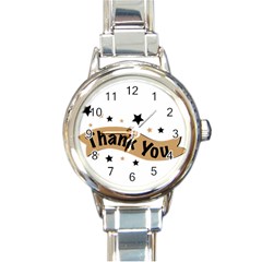 Thank You Lettering Thank You Ornament Banner Round Italian Charm Watch by BangZart