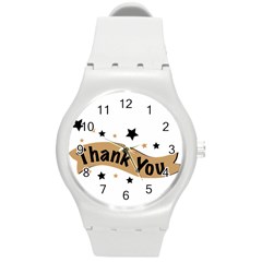 Thank You Lettering Thank You Ornament Banner Round Plastic Sport Watch (m) by BangZart