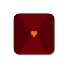 Heart Red Yellow Love Card Design Rubber Coaster (square)  by BangZart