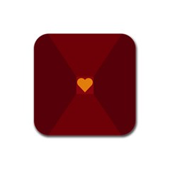 Heart Red Yellow Love Card Design Rubber Square Coaster (4 Pack)  by BangZart