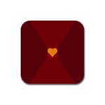 Heart Red Yellow Love Card Design Rubber Square Coaster (4 pack)  Front