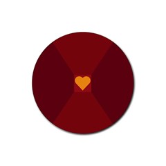 Heart Red Yellow Love Card Design Rubber Coaster (round)  by BangZart