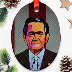 George W Bush Pop Art President Usa Ornament (oval) by BangZart