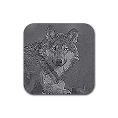 Wolf Forest Animals Rubber Coaster (square)  by BangZart