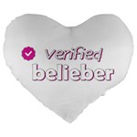 Verified Belieber Large 19  Premium Flano Heart Shape Cushions Front