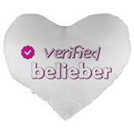 Verified Belieber Large 19  Premium Flano Heart Shape Cushions Back