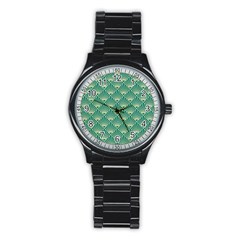 Green Fan  Stainless Steel Round Watch by NouveauDesign