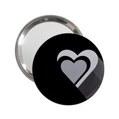 Heart Love Black And White Symbol 2 25  Handbag Mirrors by Celenk