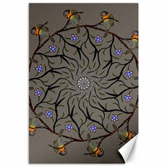 Bird Mandala Spirit Meditation Canvas 12  X 18   by Celenk