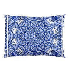 Blue Mandala Kaleidoscope Pillow Case (two Sides) by Celenk