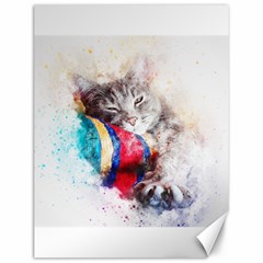 Cat Kitty Animal Art Abstract Canvas 12  X 16   by Celenk