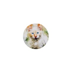 Cat Animal Art Abstract Watercolor 1  Mini Buttons by Celenk