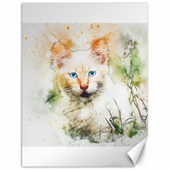 Cat Animal Art Abstract Watercolor Canvas 12  X 16   by Celenk