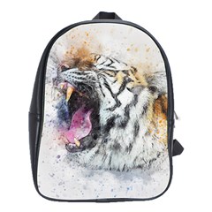 Tiger Roar Animal Art Abstract School Bag (large) by Celenk