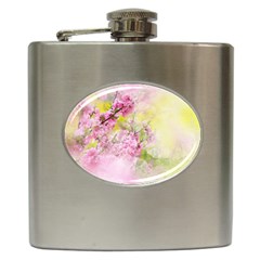 Flowers Pink Art Abstract Nature Hip Flask (6 Oz) by Celenk