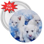 Dog Cats Pet Art Abstract 3  Buttons (100 pack)  Front