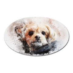 Dog Animal Pet Art Abstract Oval Magnet by Celenk