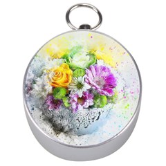 Flowers Vase Art Abstract Nature Silver Compasses by Celenk