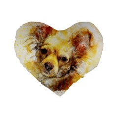 Dog Animal Art Abstract Watercolor Standard 16  Premium Heart Shape Cushions by Celenk