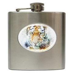 Tiger Animal Art Abstract Hip Flask (6 Oz) by Celenk