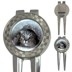 Cat Pet Art Abstract Vintage 3-in-1 Golf Divots by Celenk