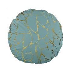 Mint,gold,marble,pattern Standard 15  Premium Flano Round Cushions by NouveauDesign