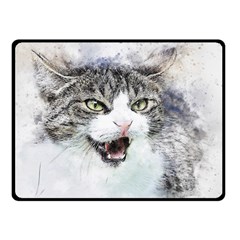 Cat Pet Art Abstract Watercolor Fleece Blanket (small) by Celenk