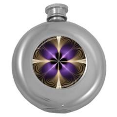 Fractal Glow Flowing Fantasy Round Hip Flask (5 Oz) by Celenk