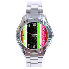 Abstract Background Pattern Textile Stainless Steel Analogue Watch by Celenk