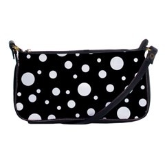 White On Black Polka Dot Pattern Shoulder Clutch Bags by LoolyElzayat