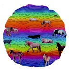 Horses in Rainbow Large 18  Premium Round Cushions Front