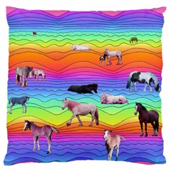 Horses In Rainbow Standard Flano Cushion Case (one Side) by CosmicEsoteric