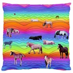 Horses in Rainbow Large Flano Cushion Case (One Side) Front