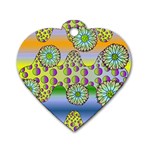 Amoeba Flowers Dog Tag Heart (Two Sides) Front