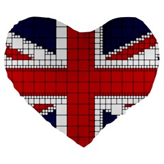 Union Jack Flag Uk Patriotic Large 19  Premium Flano Heart Shape Cushions by Celenk