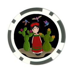 Frida Kahlo Doll Poker Chip Card Guard by Valentinaart