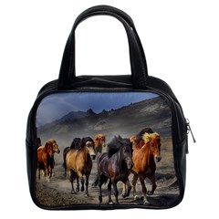 Horses Stampede Nature Running Classic Handbags (2 Sides) by Celenk