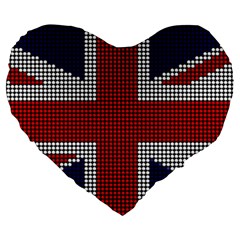 Union Jack Flag British Flag Large 19  Premium Flano Heart Shape Cushions by Celenk